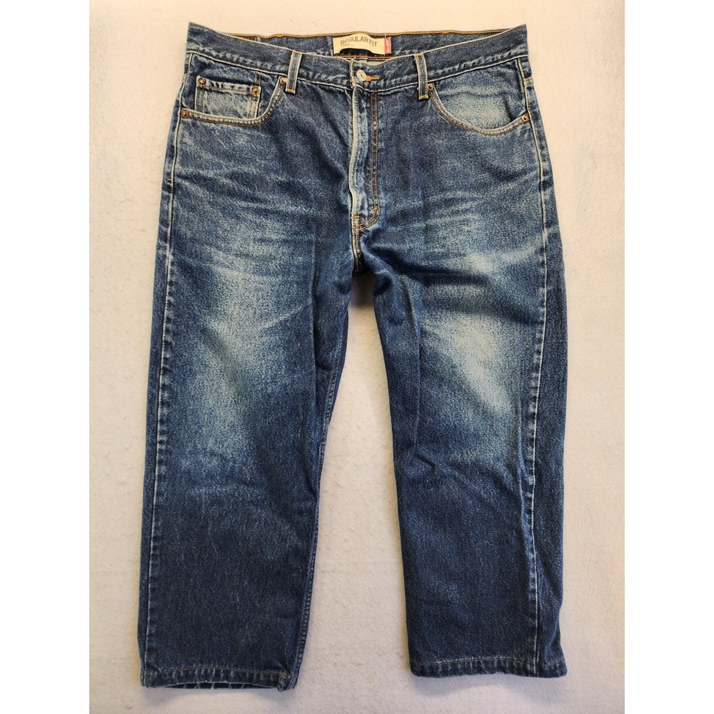 Levi's 505 Regular Fit Straight Leg Blue Denim Jeans 40x30